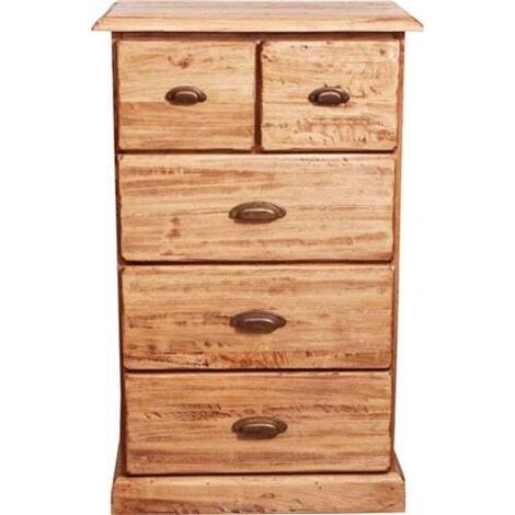 Cassettiera Country in legno massello di tiglio finitura naturale 63x41x100 cm