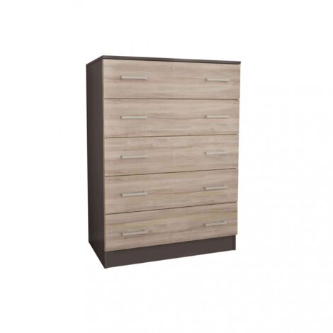 Cassettiera da 80x45x109h cm a  cassetti in legno di colore Olmo e Grigio scuro mod. Island