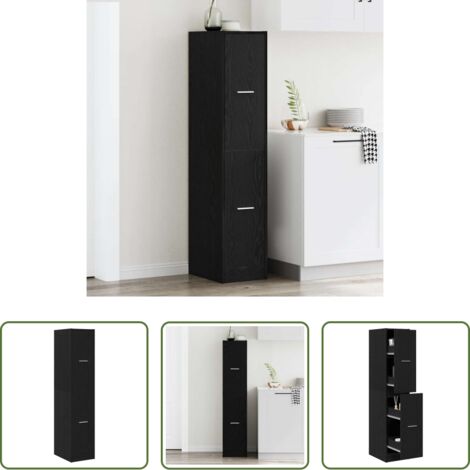 Cassettiera da farmacia -  Mobiletto da Farmacia Rovere Nero 30x41x144,5 cm Legno Agglomerato