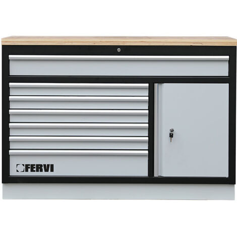 Cassettiera da officina grande FERVI A007/21 all'americana - 1360 x 458 x 945 h mm - piano in legno