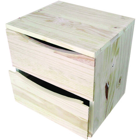 Cassettiera da Tavolo 2 cassetti 30x36x36 cm in Legno di Pino Naturale