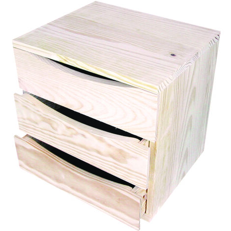 Cassettiera da Tavolo 3 cassetti 36x30x36 cm in Legno di Pino Naturale