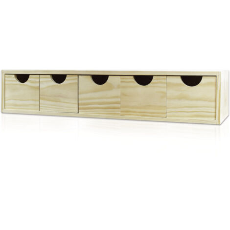 Cassettiera da Tavolo  5 Cassetti 11,3x5,7x14 cm in Legno di Pino Massello Naturale
