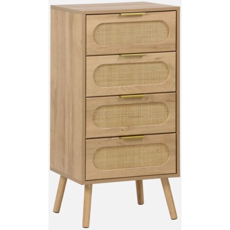 Cassettiera decorata legno con 4 cassetti