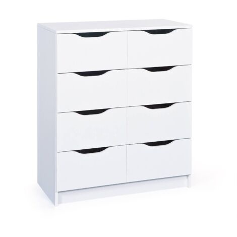 Cassettiera Dhom, 8 Cassetti, Apertura Scorrevole, 80x91x40h cm Bianco
