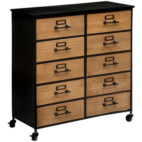 Cassettiera doppia in metallo e legno baris con 10 cassetti - Atmosphera créateur d'intérieur