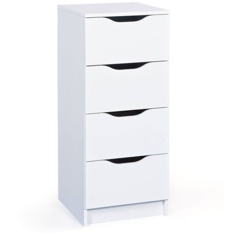 Cassettiera Dra, 4 Cassetti, Apertura Scorrevole, 40.00x40.00x92.00h cm Bianco