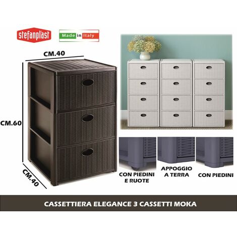 Cassettiera in plastica 3 cassetti da camera da letto ufficio con ruote  40x40x60 - Shopping.com