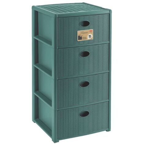 STEFANPLAST Cassettiera Elegance 4 Verde Foresta - 40X40X80H Cm