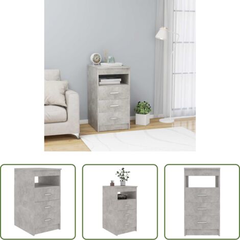 Cassettiera grigio cemento -  Cassettiera Grigio Cemento 40x50x76 cm in Legno Multistrato
