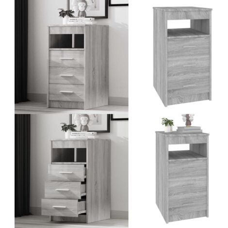 Cassettiera Grigio Sonoma 40x50x76 cm in Legno Multistrato - Cassettiera grigio sonoma - Cassettiera multifunzionale