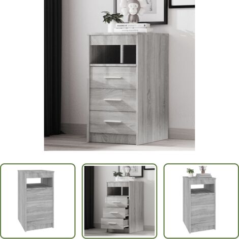 Cassettiera grigio sonoma -  Cassettiera Grigio Sonoma 40x50x76 cm in Legno Multistrato