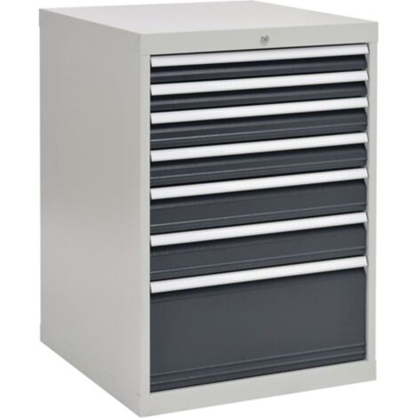 Cassettiera H1019xL705xP736mm grigio / antracite. Cassetto 2x75,2x100,2x125,1x300mm.
