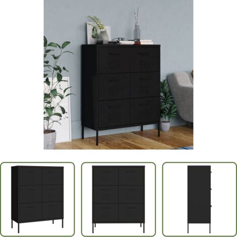 Cassettiera in acciaio -  Cassettiera Nera 80x35x101,5 cm in Acciaio