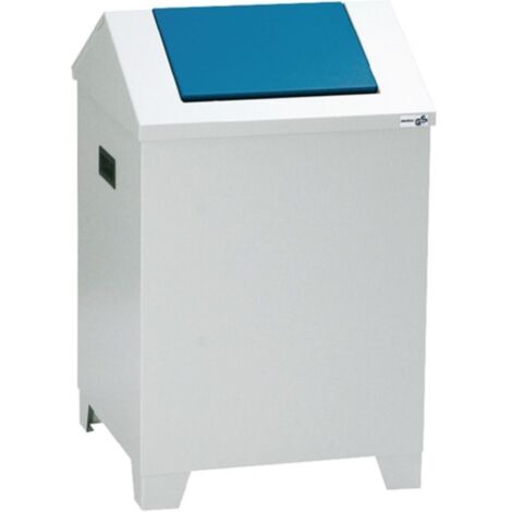 Cassettiera in feltro H680xL400xP400mm, colore grigio chiaro/portina blu anilino, acciaio blu