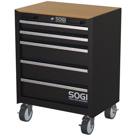 Cassettiera in lamiera SOGI ARR-C-5C - carrello per arredo officina - 5 cassetti - 4 ruote pivotanti - 660x500x850 mm