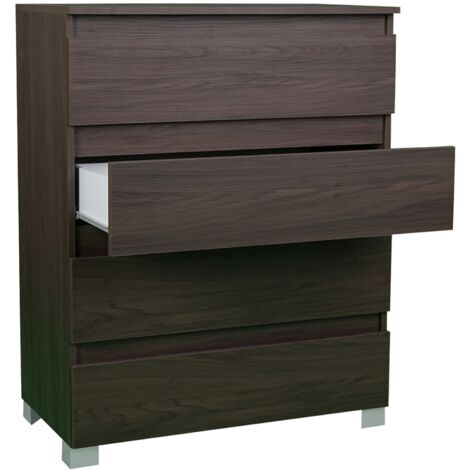Cassettiera in legno 4 cassetti maniglia gola 81x101h cm Olmo Caffe'
