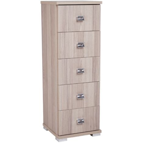 Cassettiera in legno con 5 cassetti 32x91h cm Larice Grigio