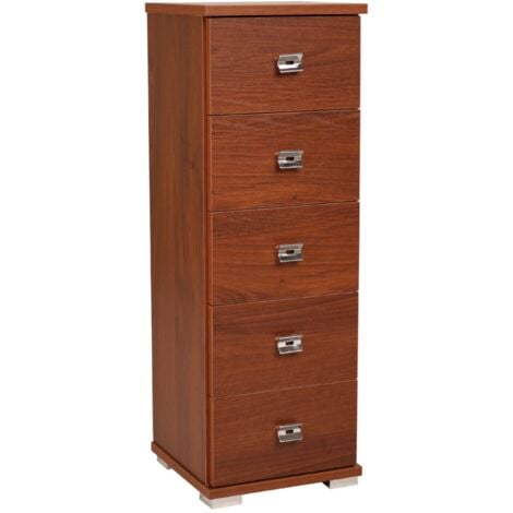 Cassettiera in legno con 5 cassetti 32x91h cm Noce