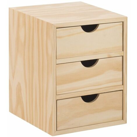 Organizzatore Scrivania In Bamb&ugrave; - 3 Cassetti, Design Naturale, Per Ufficio, Casa O Beauty