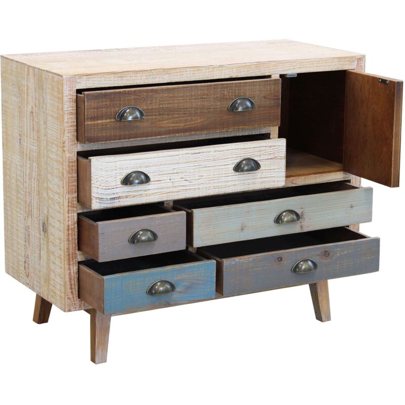 Colorwood Cassettiera Sei Cassetti In Legno Colorato Da 90 Cm