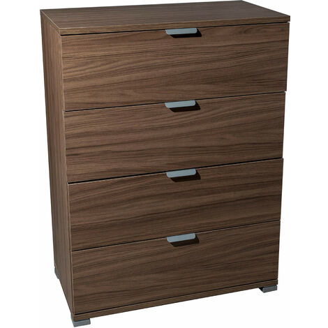 Cassettiera in legno nobilitato con 4 cassetti in varie tinte 60x38xH85 cm - Brown