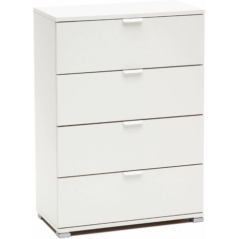 Cassettiera in legno nobilitato con 4 cassetti in varie tinte 60x38xH85 cm -  White
