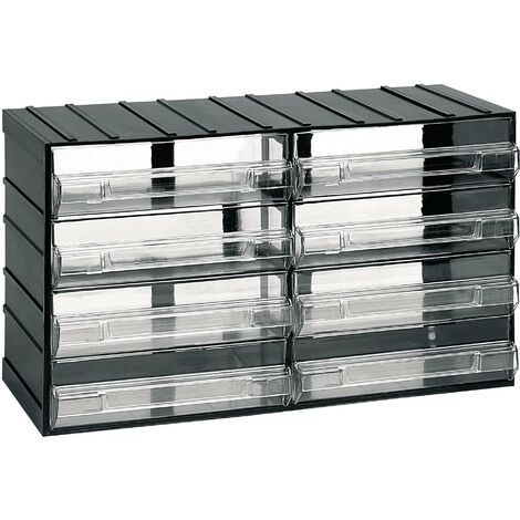 Cassettiera L 382 x P 148 x H 230 mm con 8 cassetti trasparenti