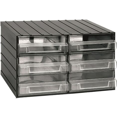 Cassettiera L 382 x P 290 x H 230 mm con 6 cassetti trasparenti