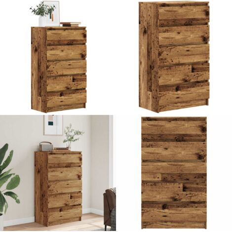 Cassettiera Legno Antico 60x36x103 cm in Legno Multistrato - Cassettiera in truciolato - Cassettiera moderna