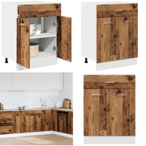 Cassettiera “Lyon” Inferiore Legno Antico 60x46x81,5 cm - Mobile da cucina - Cassetto da cucina