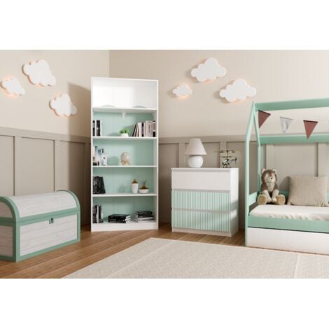CASSETTIERA M3 CON FRONTALE BIANCO, VERDE MENTA, ARMADIO MALWA ARTESO, CAMERETTA PER BAMBINI PER LA CASA