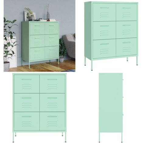 Cassettiera Menta 80x35x101,5 cm in Acciaio - Cassettiera in acciaio - Armadio verde menta