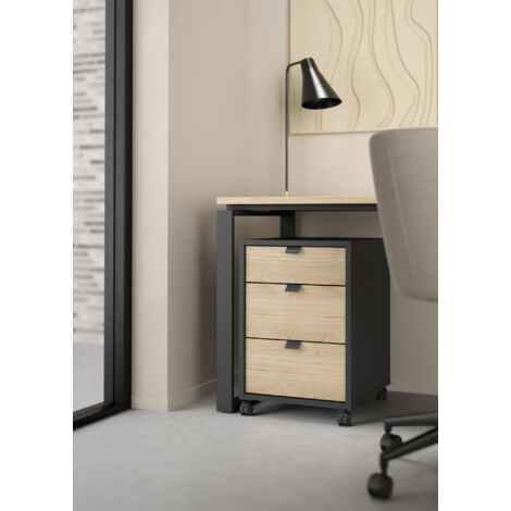CASSETTIERA MOD. SIGN CM 40.8X48.2 H. 60.8 GRIGIO OPACO E JACKSON HICKORY