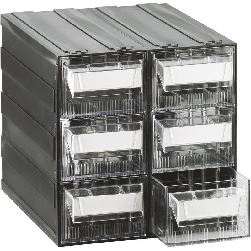 Image of Cassettiera modulare t/l con 6 cassetti e 12 divisori modello - Trasparente Mobil Plastic trasparente