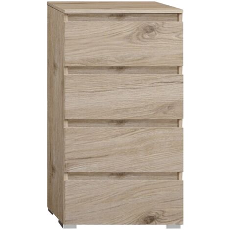 Cassettiera moderna in legno 4 cassetti 61x101h Quercia