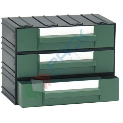 Cassettiera modulare "D" con 3 cassetti  - Verde - Mobil Plastic