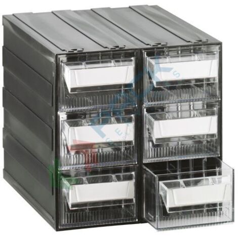 Cassettiera modulare "T/L" con 6 cassetti e 12 divisori modello - Trasparente - Mobil Plastic