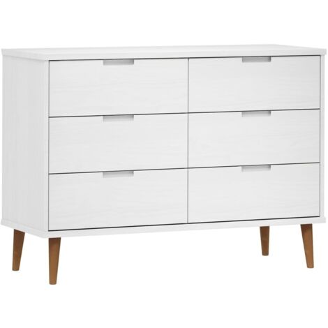 Cassettiera MOLDE Bianca 113x40x80 cm in Legno Massello di Pino vidaXL