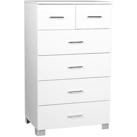 Cassettiera multiuso 61x103h cm con 4+2 cassetti in legno Bianco lucido
