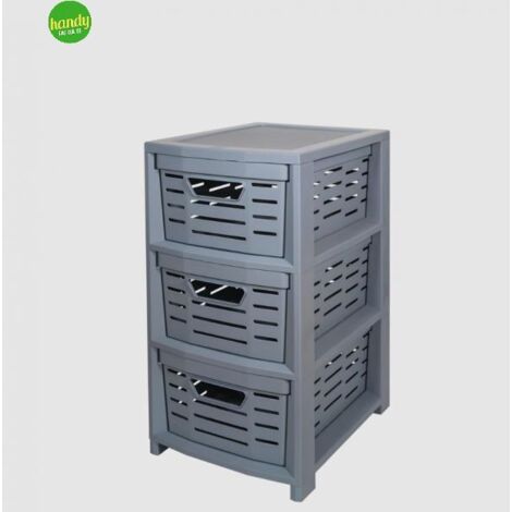 Cassettiera Multiuso in Plastica Uniko 3 Cassetti Grigio 36,5 × 28,5 × 51,5 cm