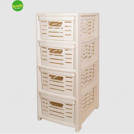 Cassettiera Multiuso in Plastica Uniko 4 Cassetti Bianco 36,5 × 28,5 × 67,5 cm