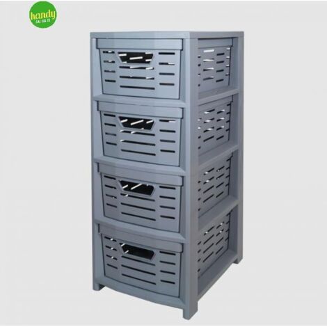 Cassettiera Multiuso in Plastica Uniko 4 Cassetti Grigio 36,5 × 28,5 × 67,5 cm