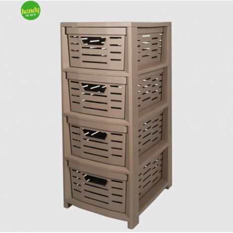 Cassettiera Multiuso in Plastica Uniko 4 Cassetti Tortora 36,5 × 28,5 × 67,5 cm