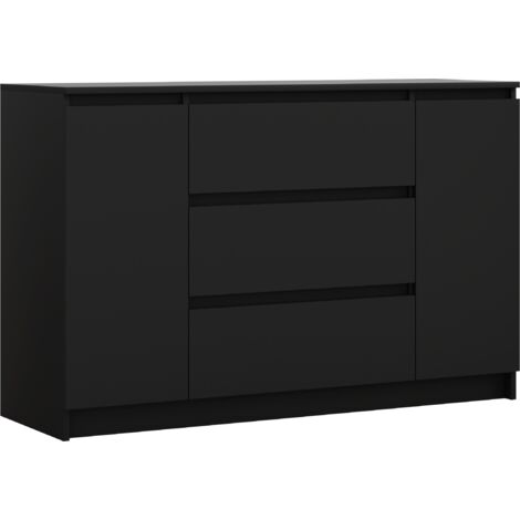 Cassettiera : Nero Opaco, 120 x 39 x 101 cm, 2 ante, 4 cassetti