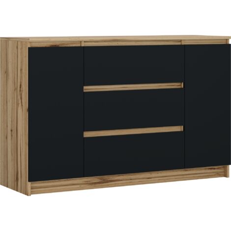 Cassettiera : Nero Opaco / Nero Lucido, 140 x 39 x 101 cm, 2 ante, 4 cassetti