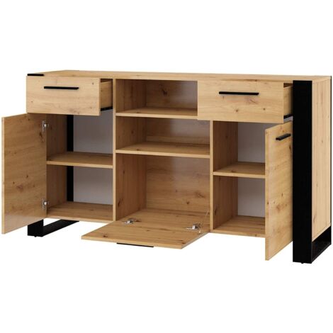 Cassettiera NUKA C 197,5 cm rovere artigianale / nero opaco