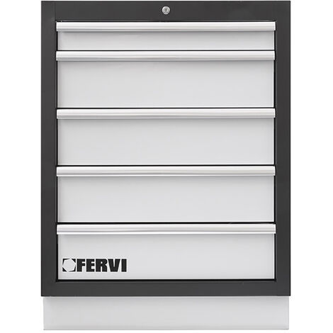 Cassettiera officina FERVI A007/05 a 5 cassetti - arredamento modulare - 680 x 458 x 910 h mm