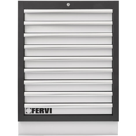Cassettiera officina FERVI A007/20 a 9 cassetti  - arredo modulare - 680 x 458 x 910 h mm
