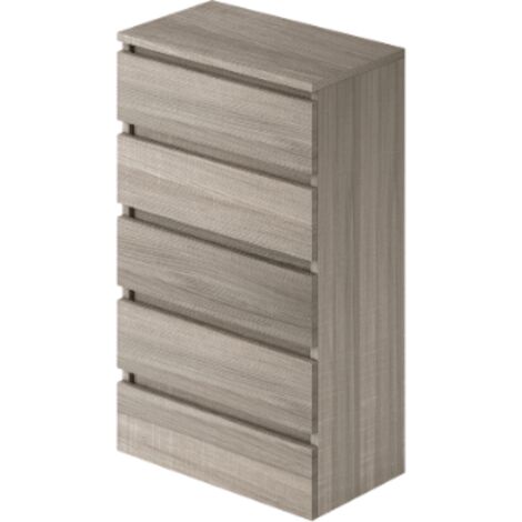 Cassettiera olmo con 5 cassetti in legno nobilitato.